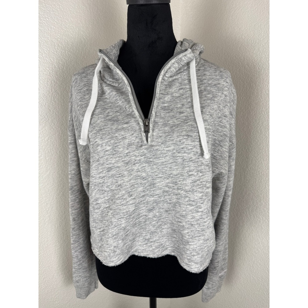 Hollister Gray Heather Quarter Zip Hoodie Sweatshirt Women's Medium Comfy Casual